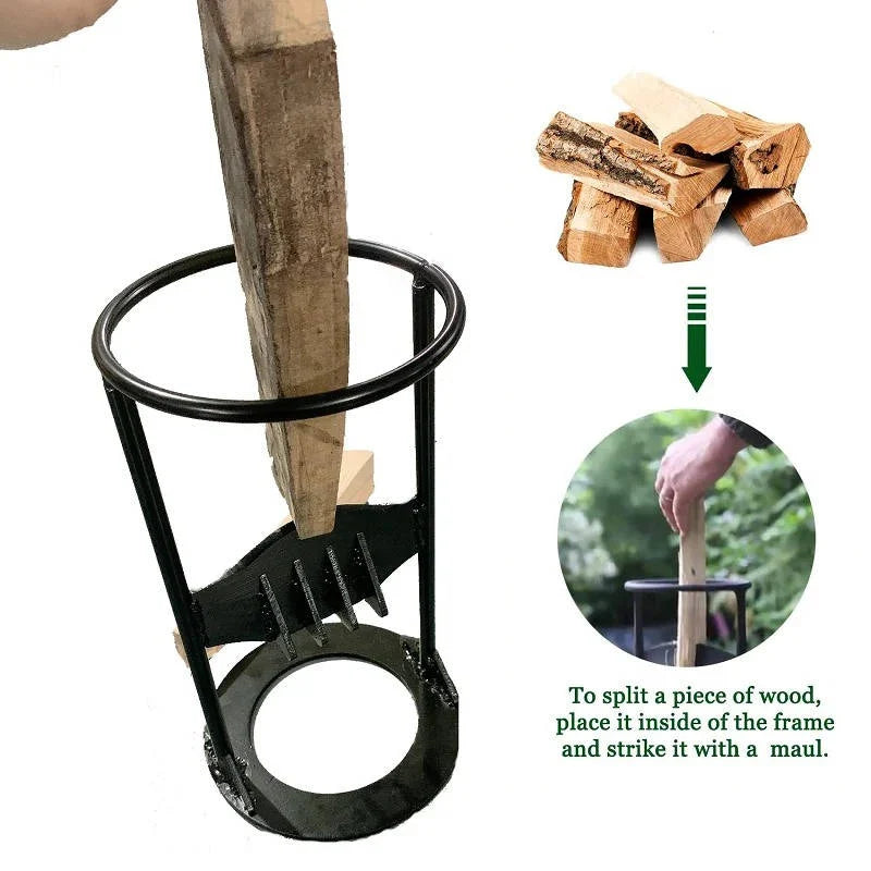 Firewood Splitter One-Piece Cast Iron Reinforced Wide Base