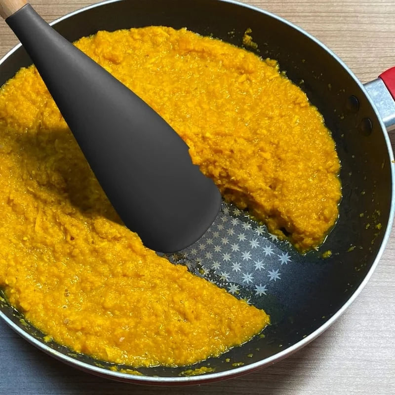 Fish Spatula Heat-Resistant Silicone Wooden Handle & Utensil Rest