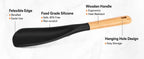 Fish Spatula Heat-Resistant Silicone Wooden Handle & Utensil Rest