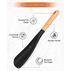 Fish Spatula Heat-Resistant Silicone Wooden Handle & Utensil Rest
