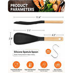 Fish Spatula Heat-Resistant Silicone Wooden Handle & Utensil Rest