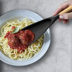 Fish Spatula Heat-Resistant Silicone Wooden Handle & Utensil Rest