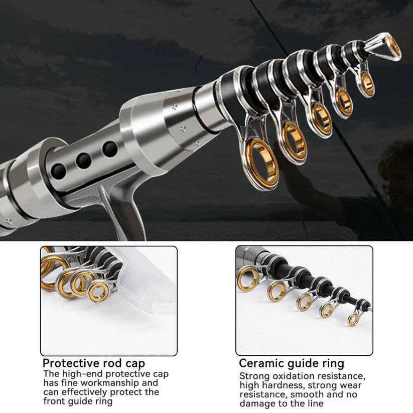 Fishing Rod Kit Telescopic Carbon Fiber Reel