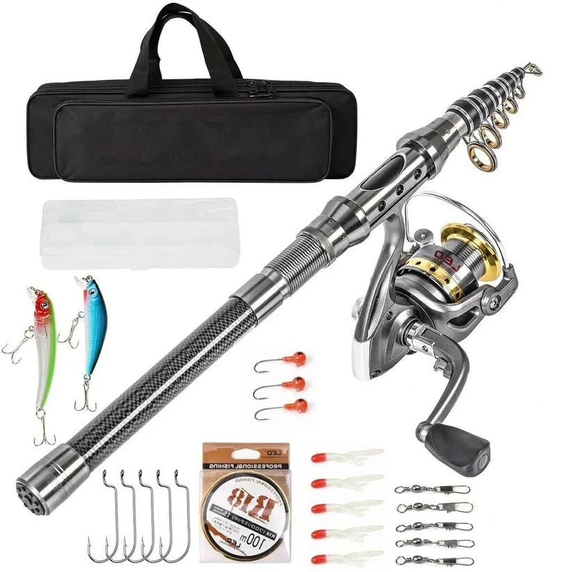 Fishing Rod Kit Telescopic Carbon Fiber Reel