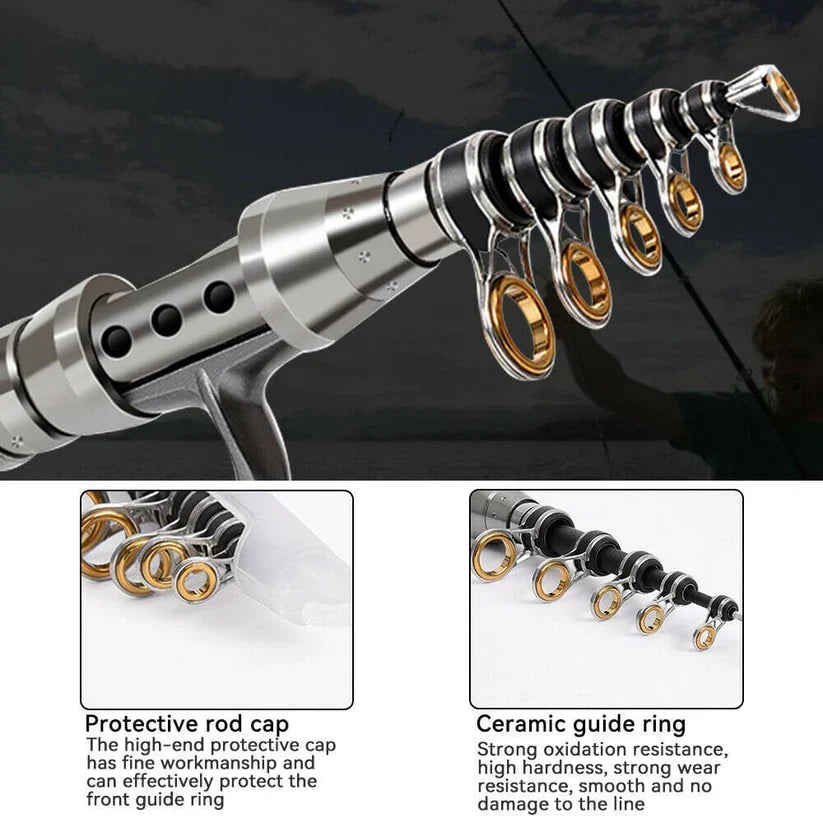 Fishing Rod Kit Telescopic Carbon Fiber & Spinning Reel