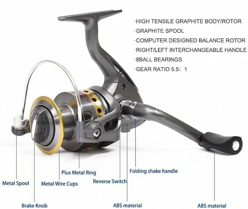 Fishing Rod Kit Telescopic Carbon Fiber & Spinning Reel