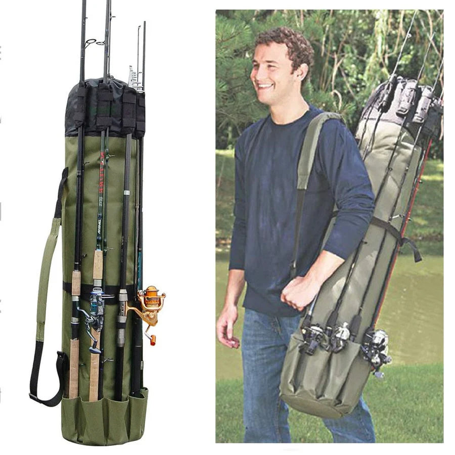 Fishing Rod & Tackle Bag Water-Resistant 5 Rod Capacity