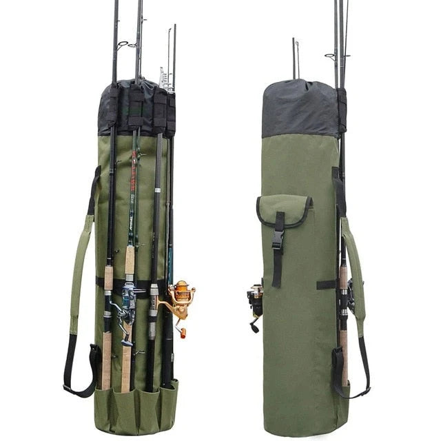 Fishing Rod & Tackle Bag Water-Resistant Holds 5 Rods