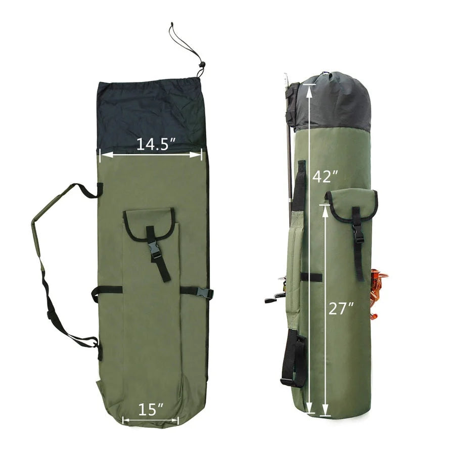 Fishing Rod & Tackle Bag Water-Resistant Holds 5 Rods