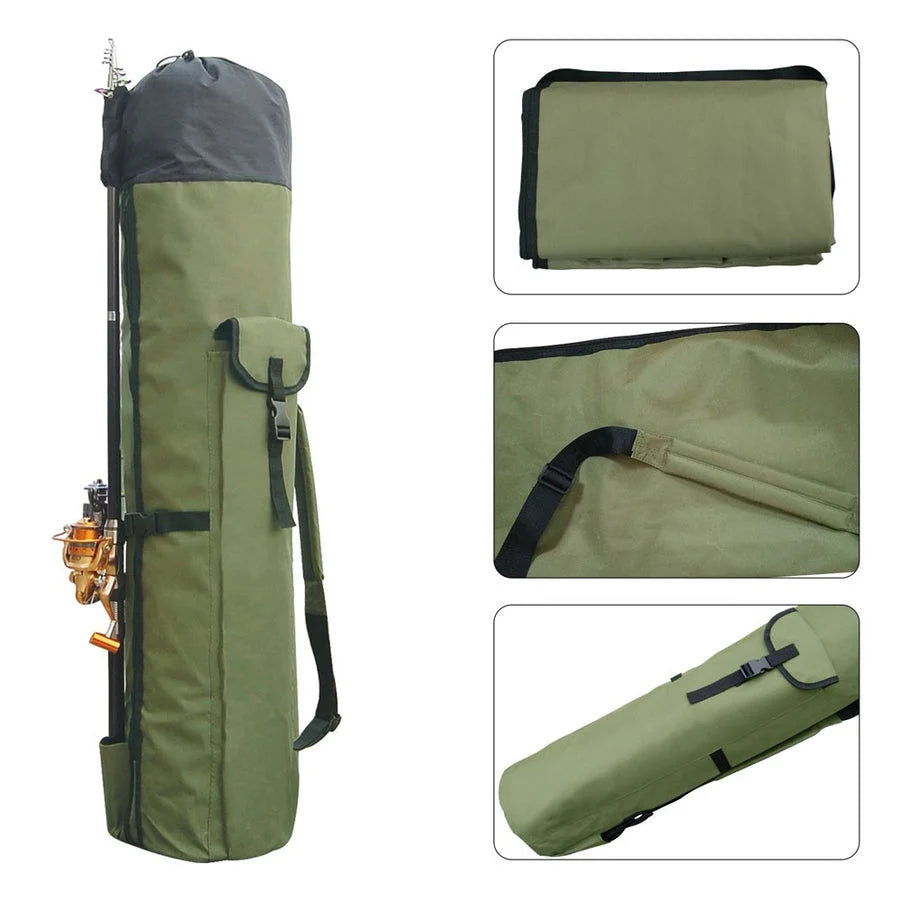 Fishing Rod & Tackle Bag Water-Resistant Holds 5 Rods