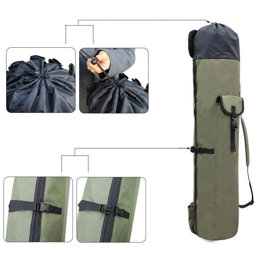 Fishing Rod & Tackle Bag Water-Resistant Holds 5 Rods