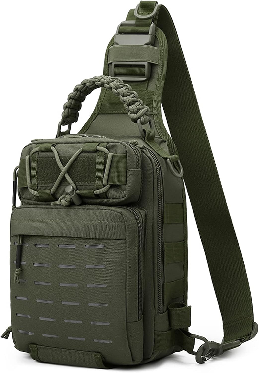 Fishing Sling Bag Water-Resistant Multi-Pocket Reflective Stripes