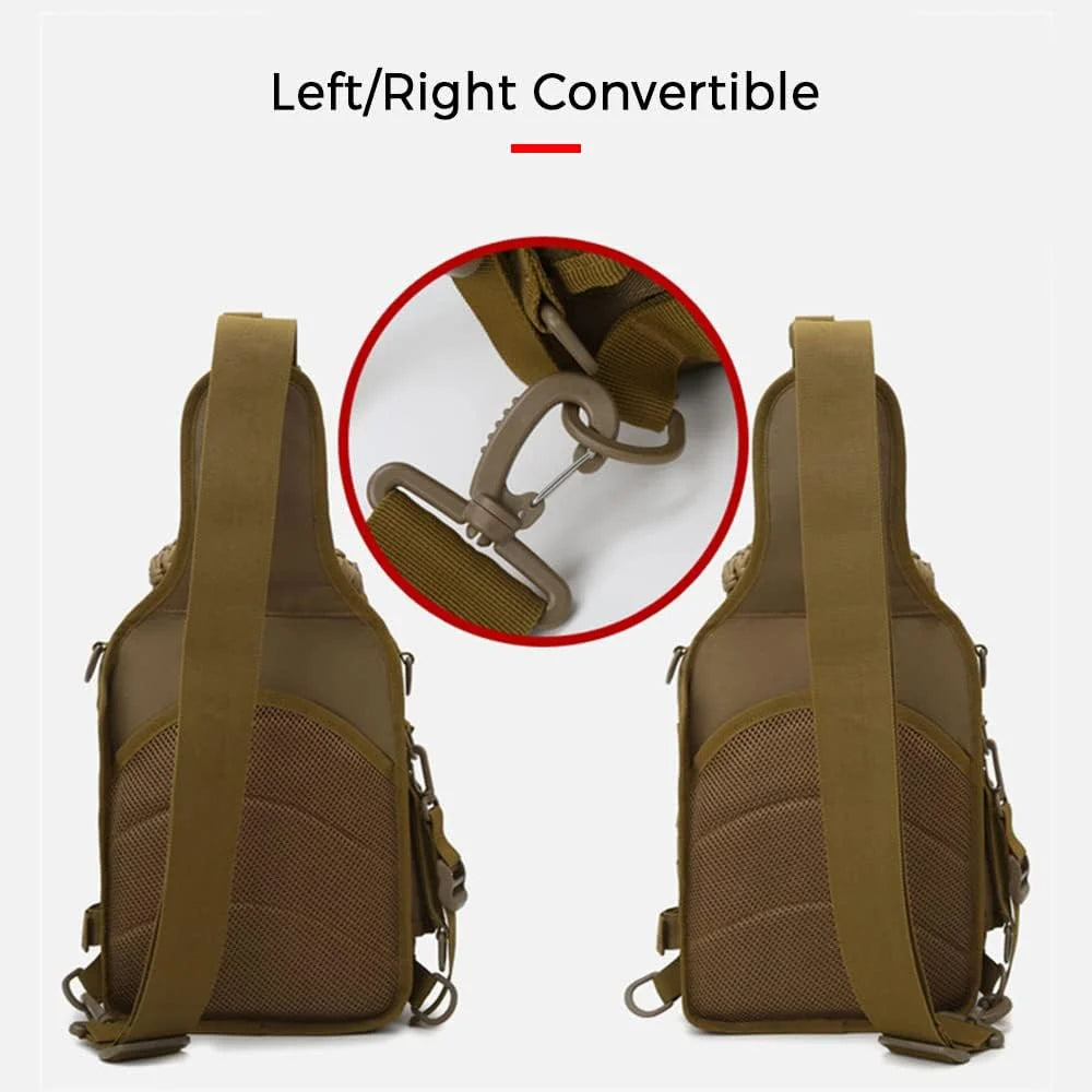 Fishing Sling Bag Water-Resistant Multi-Pocket Reflective Stripes