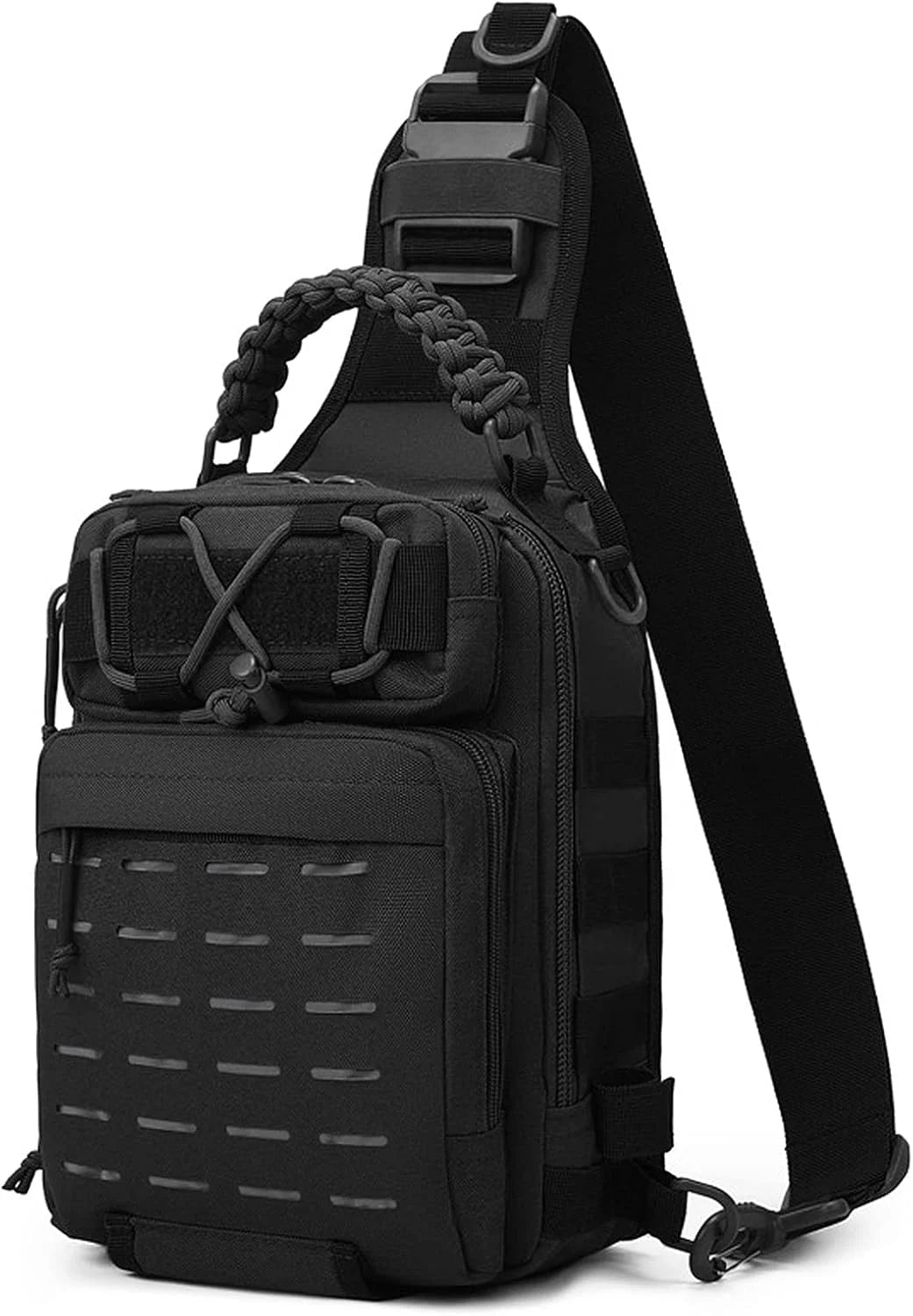 Fishing Sling Bag Water-Resistant Multi-Pocket Reflective Stripes