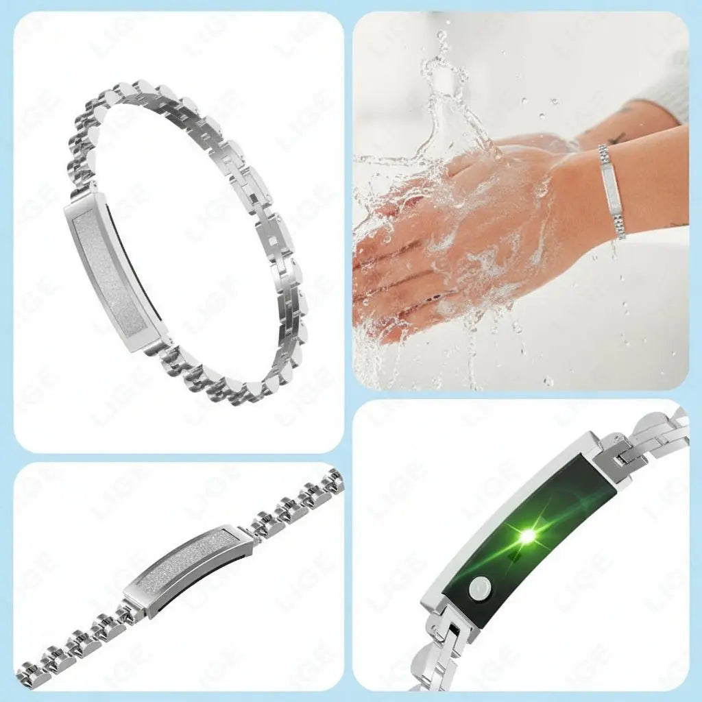 Fitness Tracker Bracelet Stainless Steel Bluetooth Alerts & 5-Day Battery