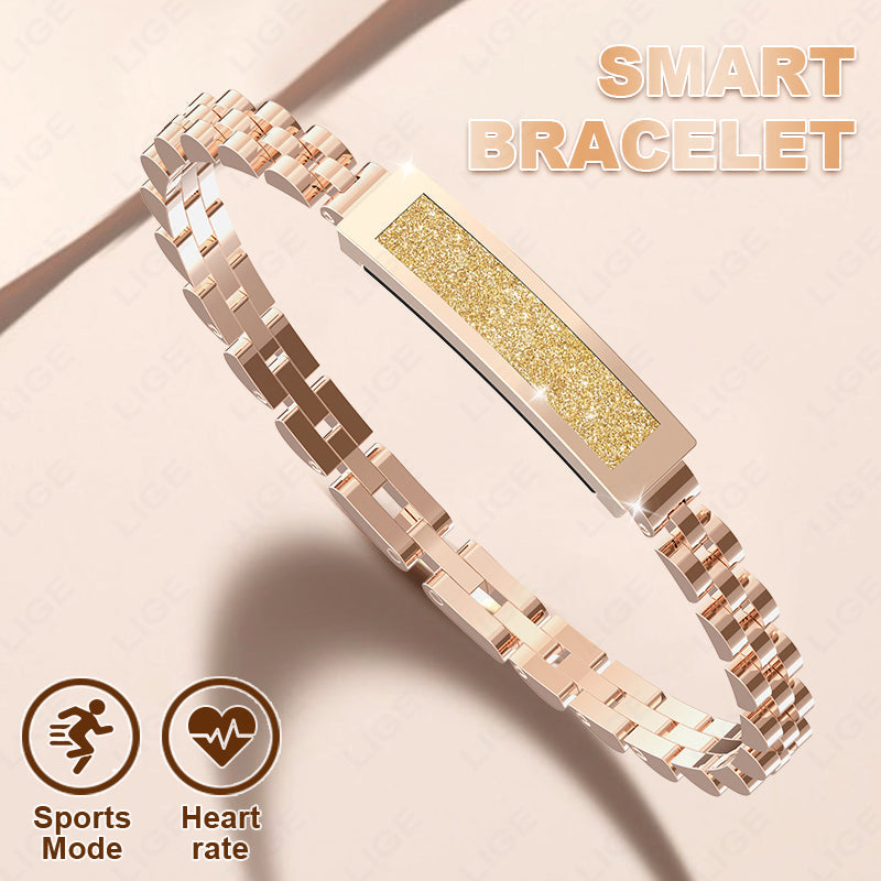 Fitness Tracker Bracelet Stainless Steel Bluetooth Alerts & 5-Day Battery