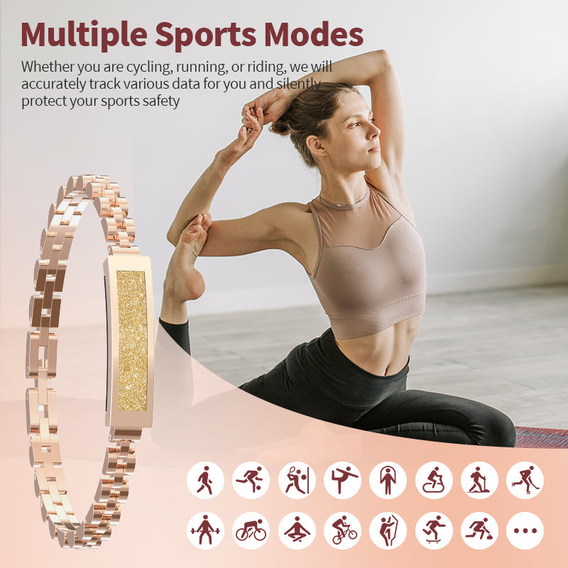 Fitness Tracker Bracelet Stainless Steel Bluetooth Alerts & 5-Day Battery