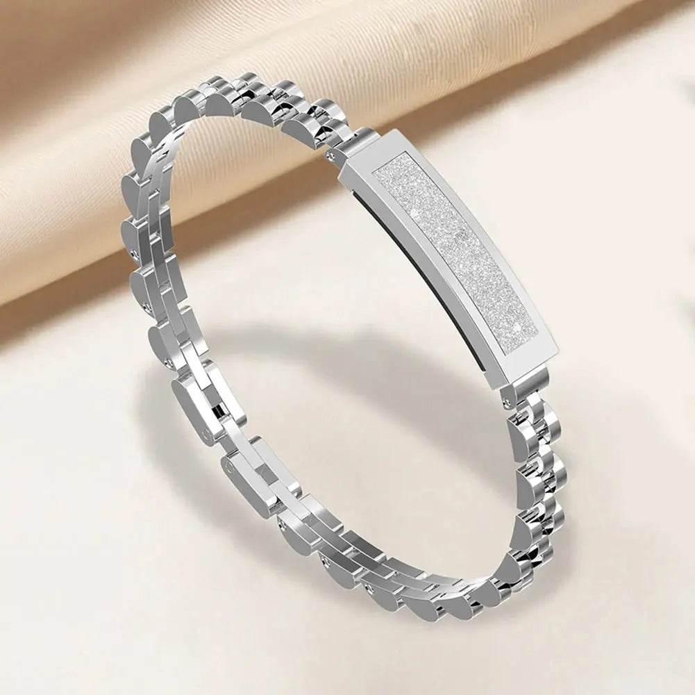 Fitness Tracker Bracelet Stainless Steel Bluetooth Alerts & 5-Day Battery