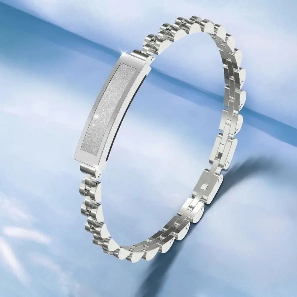 Fitness Tracker Bracelet Stainless Steel Bluetooth Alerts & 5-Day Battery