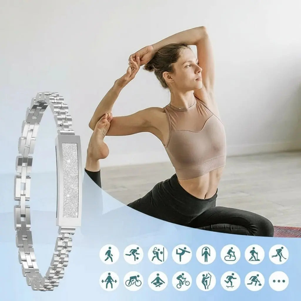 Fitness Tracker Bracelet Stainless Steel Bluetooth Alerts & 5-Day Battery