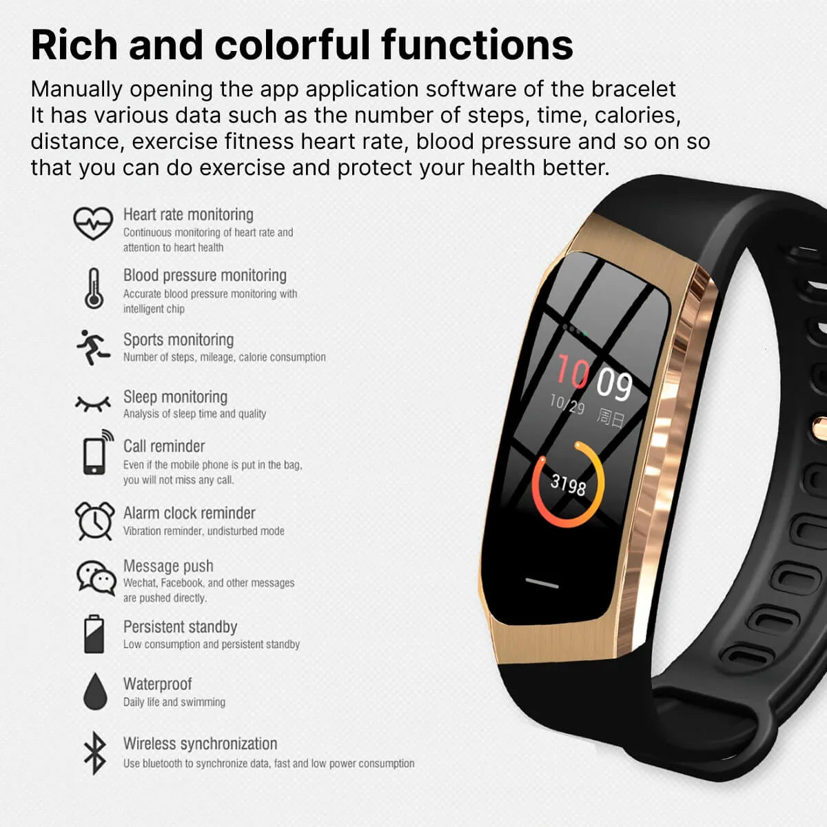 Fitness Tracker Heart Rate & Blood Pressure Monitor