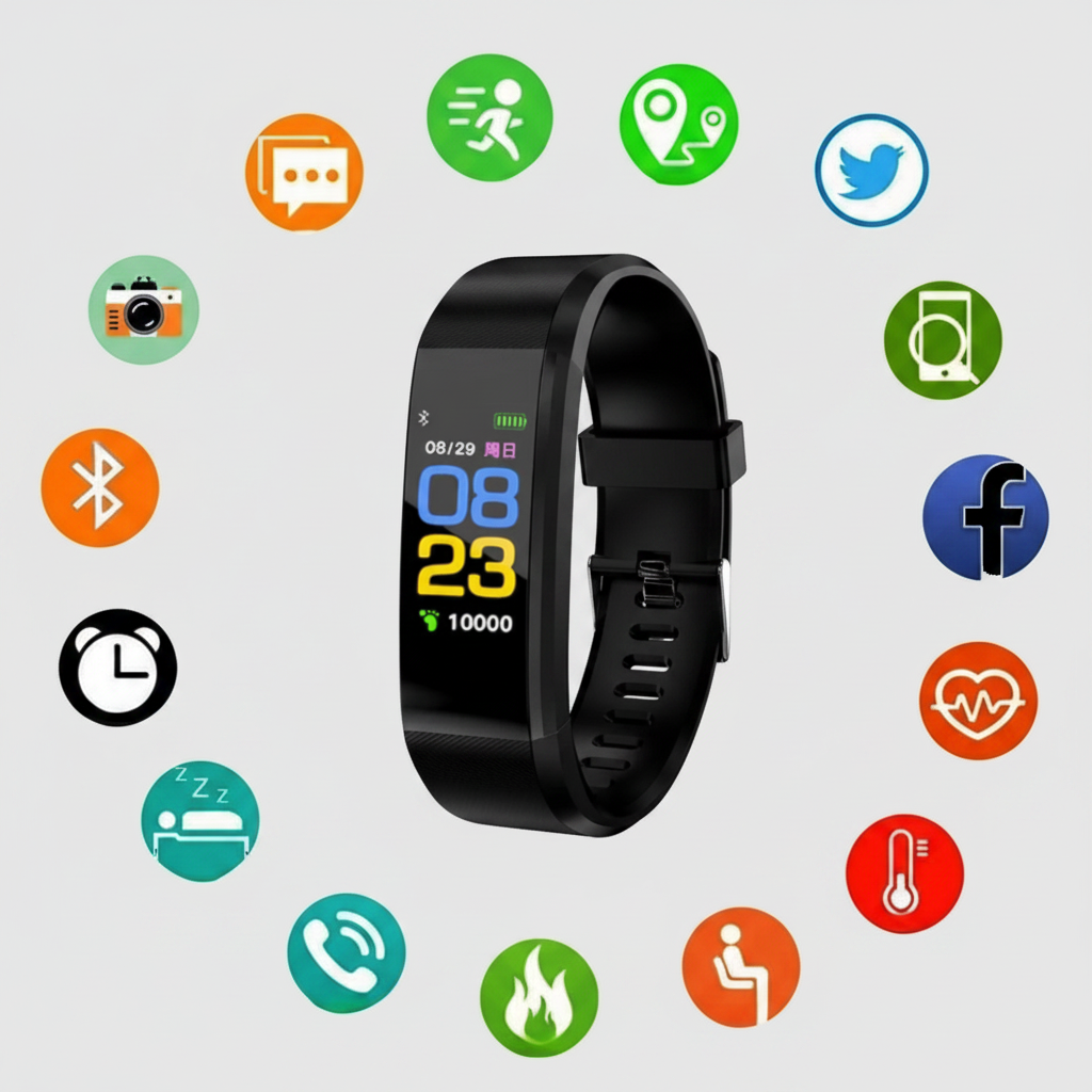 Fitness Tracker Smartwatch Heart Rate & Activity USB Rechargeable