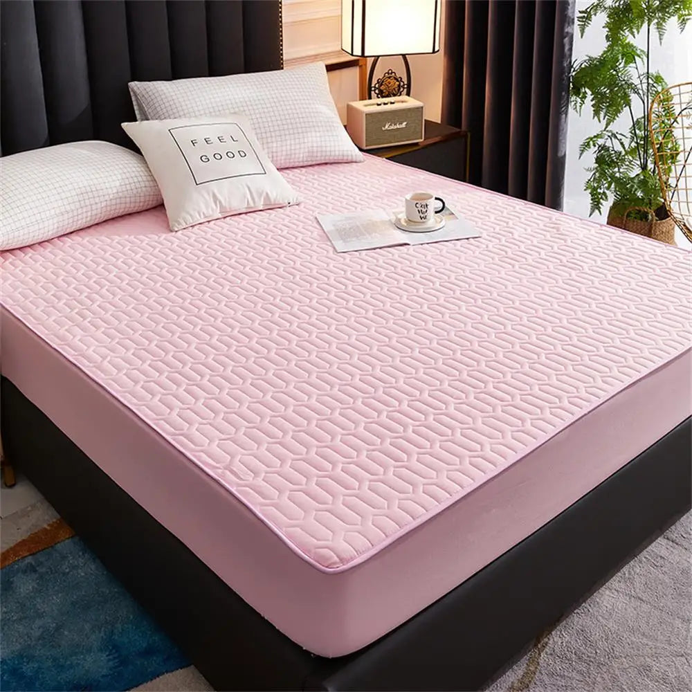 Fitted Mattress Pad Waterproof Latex-Cushioned 500 Thread Count Cotton
