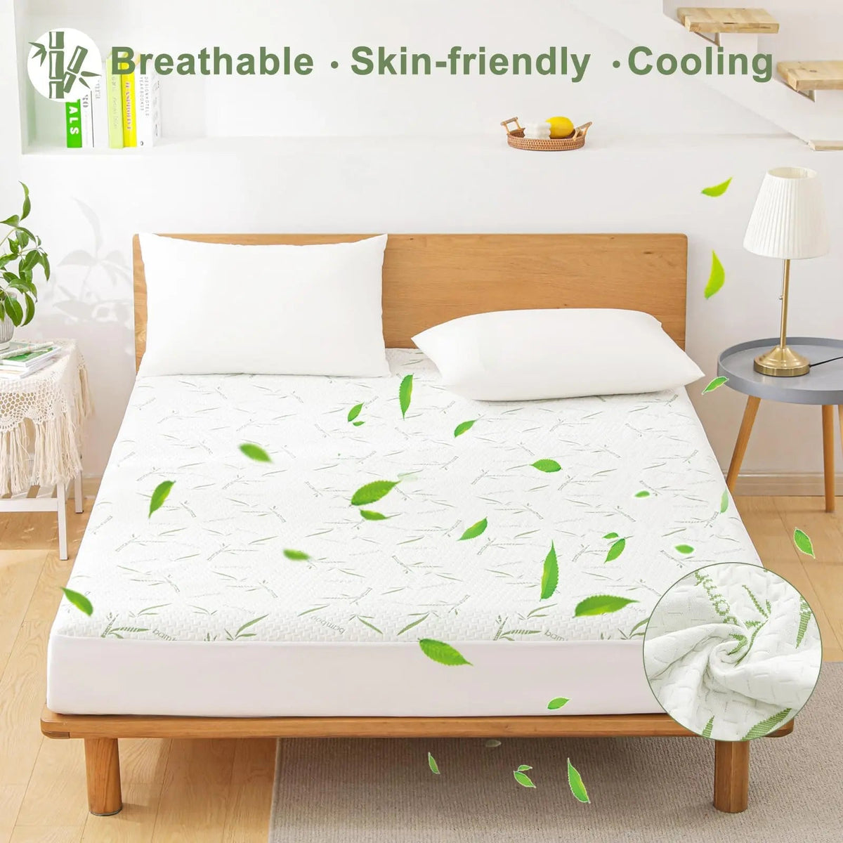 Fitted Sheet Cooling Bamboo Rayon Waterproof Deep Pocket