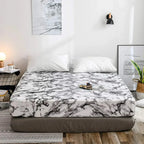 Fitted Sheet Marble Print Breathable Microfiber Deep Fit Elastic
