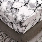 Fitted Sheet Marble Print Breathable Microfiber Deep Fit Elastic