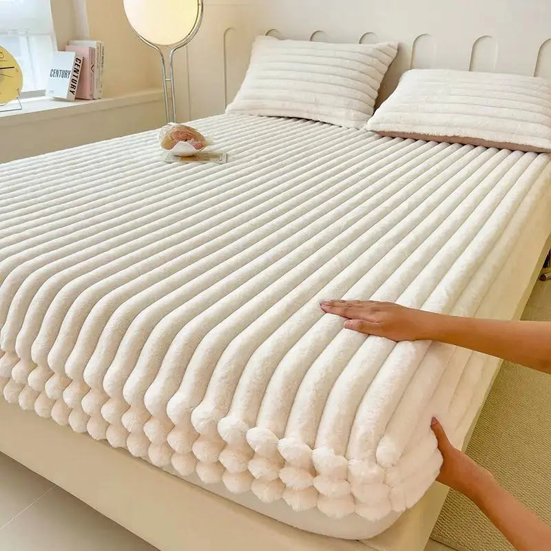 Fitted Sheet Plush Faux Fur Deep Pocket Machine Washable