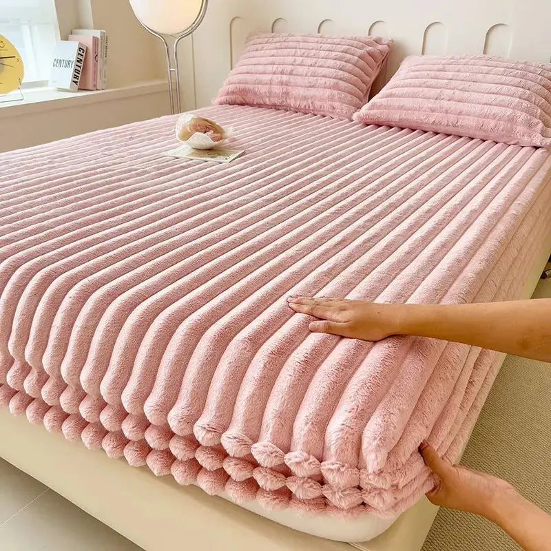 Fitted Sheet Plush Faux Fur Deep Pocket Machine Washable