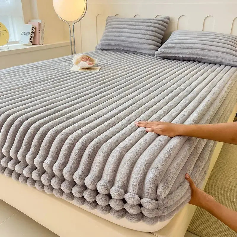 Fitted Sheet Plush Faux Fur Deep Pocket Machine Washable