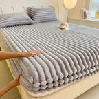 Fitted Sheet Plush Ribbed Knit & Snug Elastic Corners