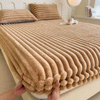 Fitted Sheet Plush Ribbed Knit & Snug Elastic Corners