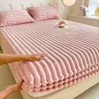 Fitted Sheet Plush Ribbed Knit & Snug Elastic Corners
