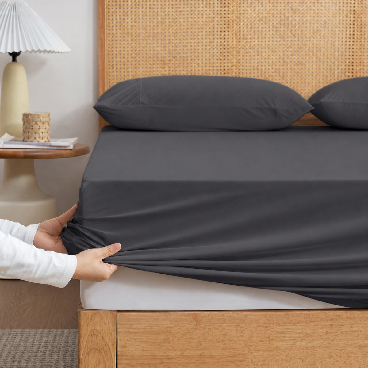Fitted Sheet Set Japanese Cooling Fabric Deep Pockets
