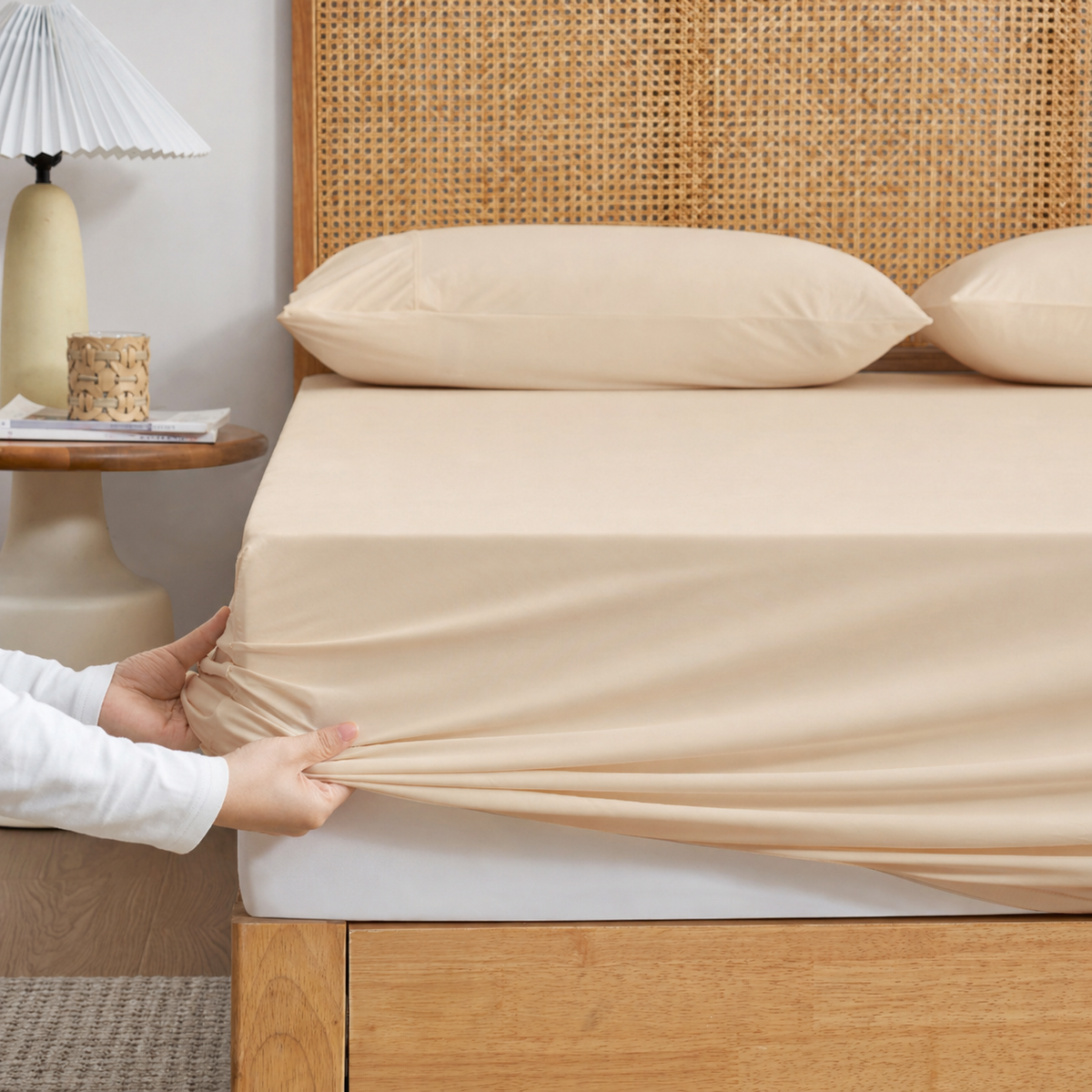 Fitted Sheet Set Japanese Cooling Fabric Deep Pockets