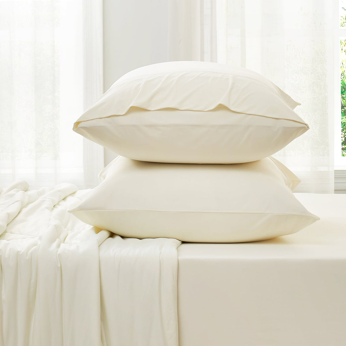 Fitted Sheet Set Japanese Cooling Fabric Deep Pockets