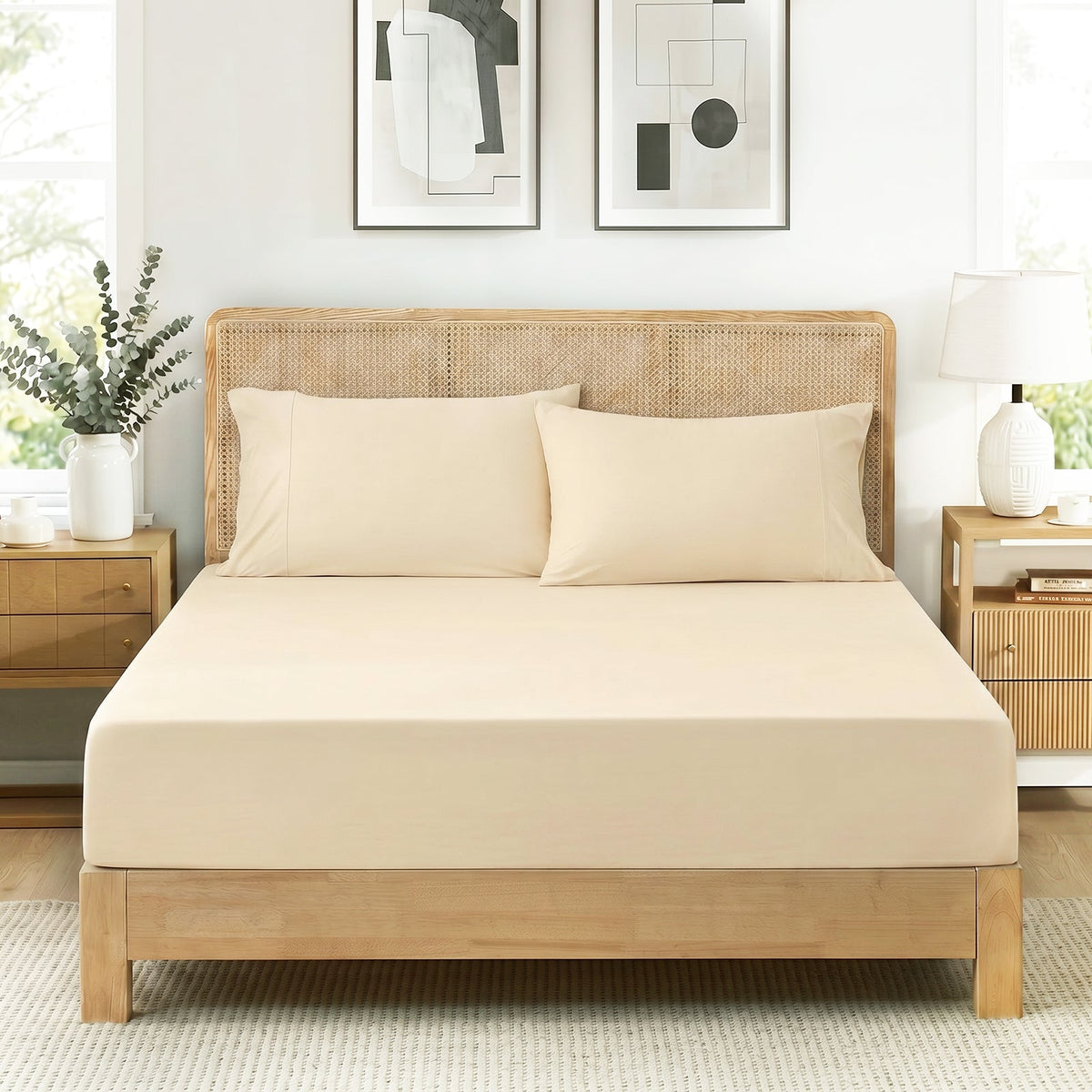 Fitted Sheet Set Japanese Cooling Fabric Deep Pockets