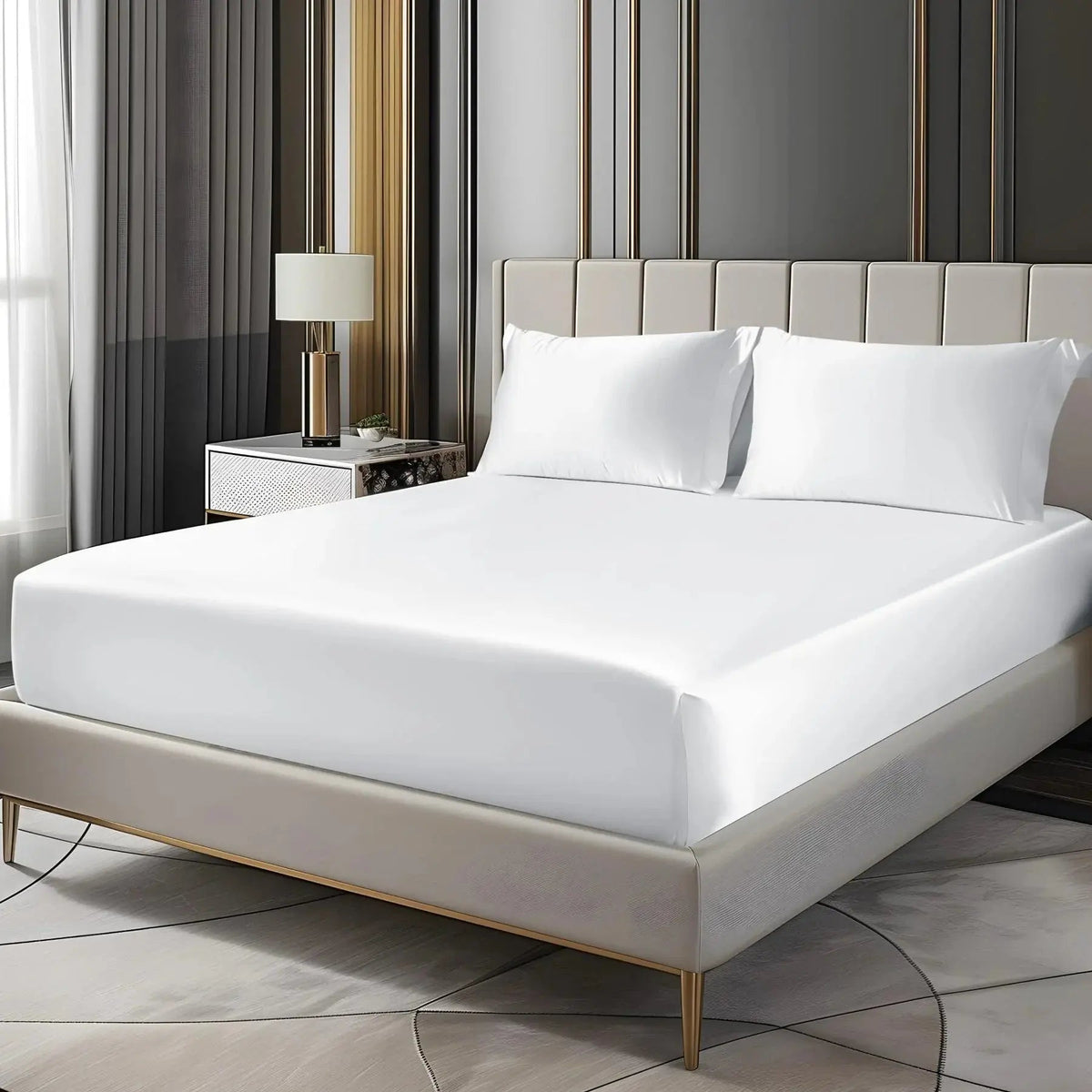 Fitted Sheet Set Satin 13.8-Inch Deep Pocket Elastic Corners