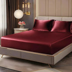 Fitted Sheet Set Satin 13.8-Inch Deep Pocket Elastic Corners