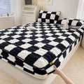 Fitted Sheet Velvet Checkered Elastic All Around