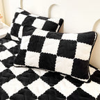 Fitted Sheet Velvet Checkered Elastic All Around