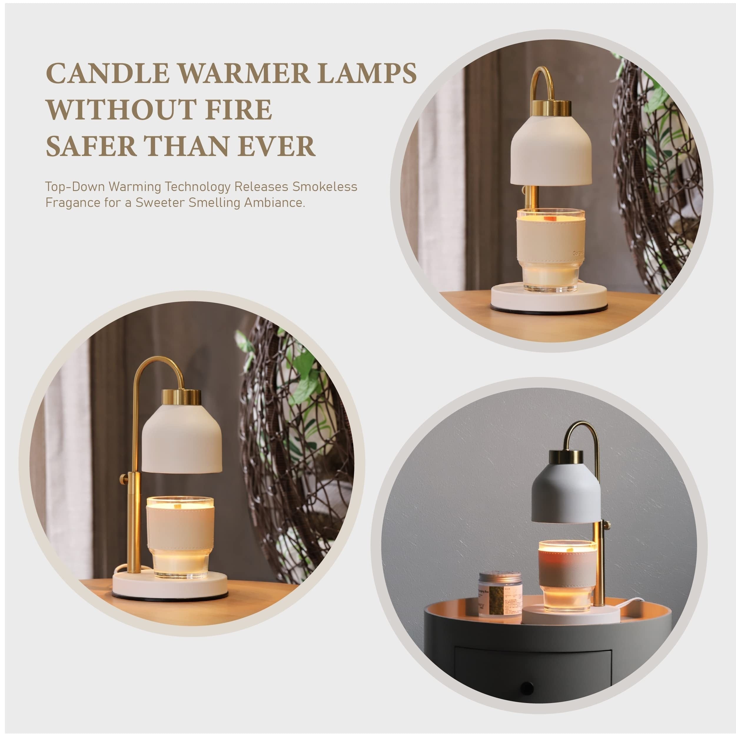 Flameless Adjustable Height Dimmable Candle Warmer Lamp