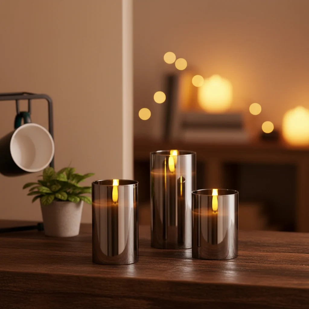 Flameless Candle Set Realistic Flicker Remote Control & Dimmable