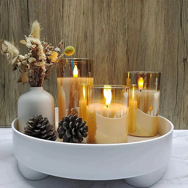Flameless Candles Remote Control Adjustable Brightness Set of 3