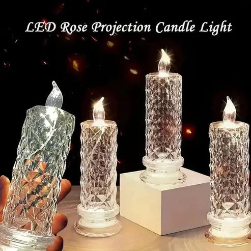 Flameless LED Candle Set Crystal-Like Warm White Battery Powered