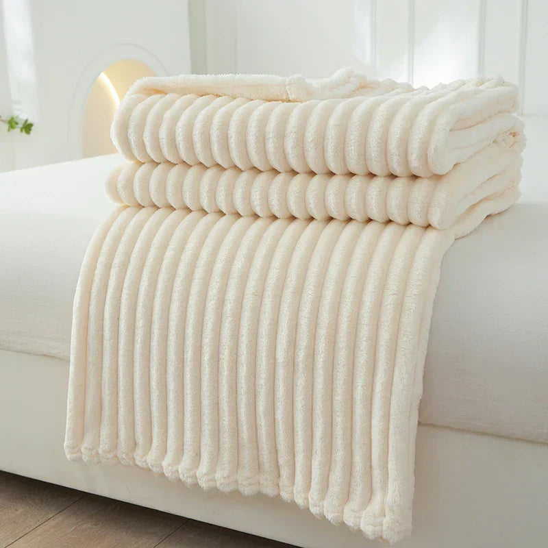 Flannel Fleece Blanket Ultra-Soft Wide Striped