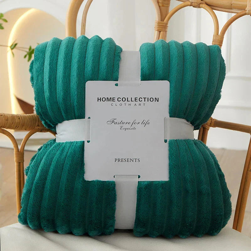 Flannel Fleece Blanket Ultra-Soft Wide Striped